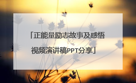 正能量励志故事及感悟视频演讲稿PPT分享
