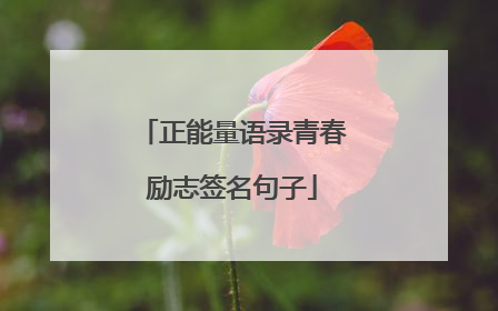 正能量语录青春励志签名句子