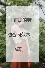 正规的劳动合同范本5篇