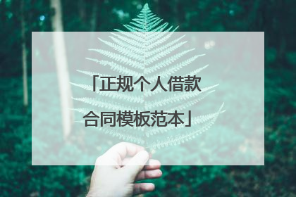正规个人借款合同模板范本