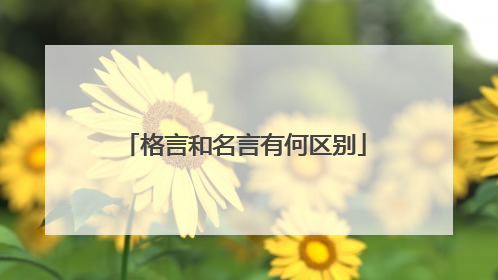格言和名言有何区别