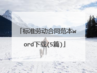 标准劳动合同范本word下载(5篇)