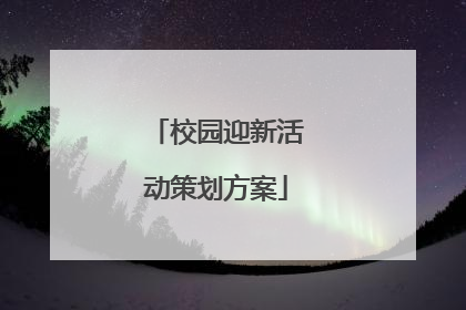 校园迎新活动策划方案
