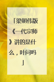 梁朝伟版《一代宗师》讲的是什么，叶问吗