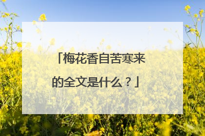 梅花香自苦寒来的全文是什么?