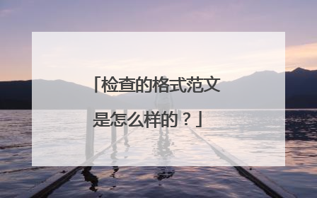 检查的格式范文是怎么样的？