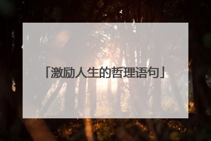 激励人生的哲理语句