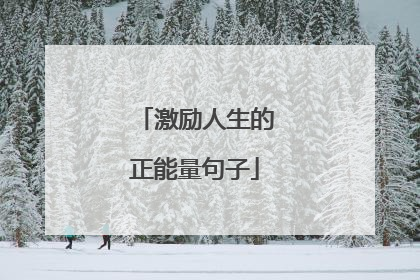 激励人生的正能量句子