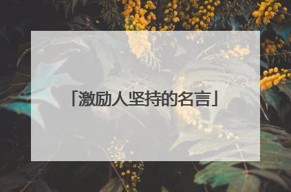 激励人坚持的名言