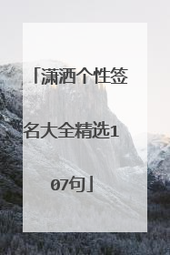 潇洒个性签名大全精选107句