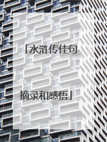 水浒传佳句摘录和感悟