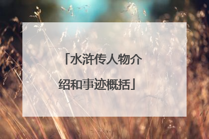 水浒传人物介绍和事迹概括