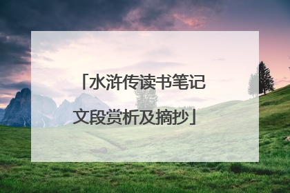 水浒传读书笔记文段赏析及摘抄