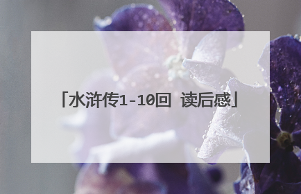 水浒传1-10回 读后感