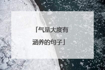 气量大度有涵养的句子