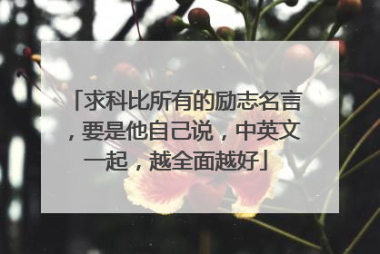 求科比所有的励志名言，要是他自己说，中英文一起，越全面越好