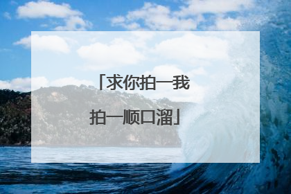 求你拍一我拍一顺口溜