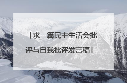 求一篇民主生活会批评与自我批评发言稿