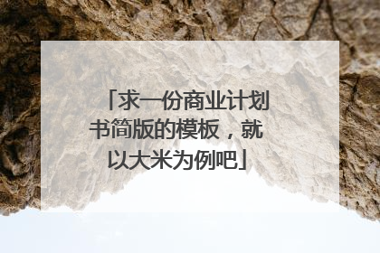 求一份商业计划书简版的模板，就以大米为例吧