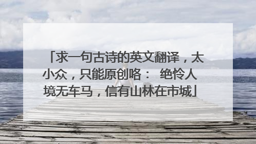 求一句古诗的英文翻译,太小众,只能原创咯: 绝怜人境无车马,信有山林在市城