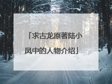 求古龙原著陆小凤中的人物介绍
