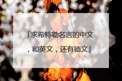 求希特勒名言的中文，和英文，还有德文