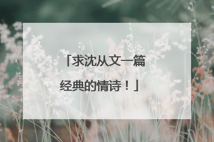 求沈从文一篇经典的情诗!