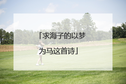 求海子的以梦为马这首诗