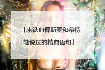 求铁血俾斯麦和希特勒说过的精典语句