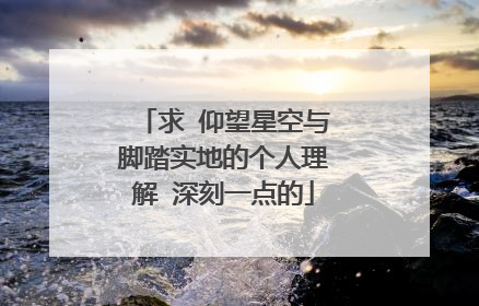 求 仰望星空与脚踏实地的个人理解 深刻一点的