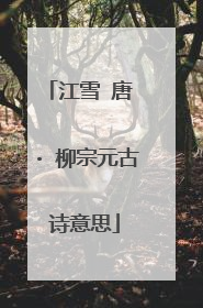 江雪 唐 · 柳宗元古诗意思