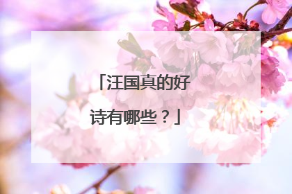 汪国真的好诗有哪些？