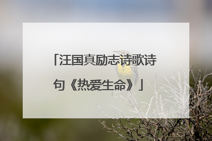 汪国真励志诗歌诗句《热爱生命》