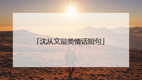 沈从文最美情话短句