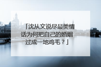 沈从文说尽最美情话为何把自己的婚姻过成一地鸡毛？