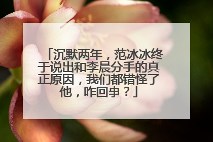 沉默两年,范冰冰终于说出和李晨分手的真正原因,我们都错怪了他,咋回事?