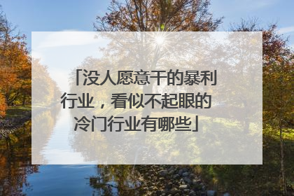 没人愿意干的暴利行业,看似不起眼的冷门行业有哪些