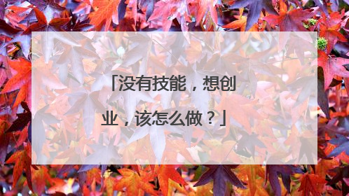 没有技能,想创业,该怎么做?