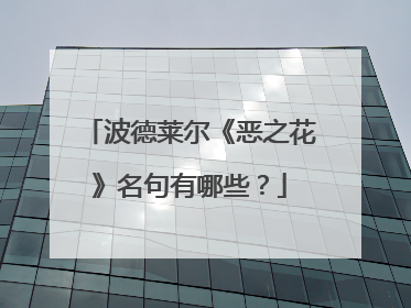 波德莱尔《恶之花》名句有哪些？