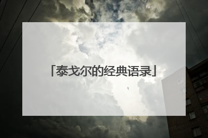 泰戈尔的经典语录