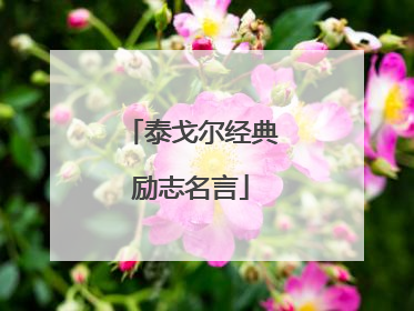 泰戈尔经典励志名言