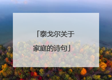 泰戈尔关于家庭的诗句