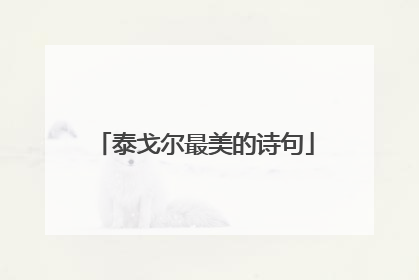 泰戈尔最美的诗句