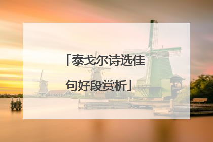 泰戈尔诗选佳句好段赏析