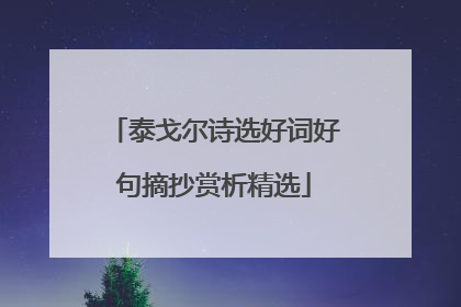 泰戈尔诗选好词好句摘抄赏析精选