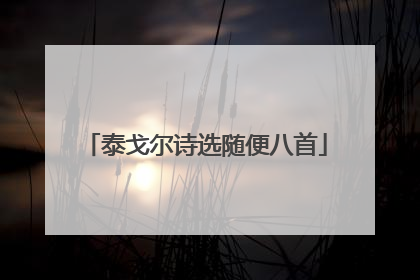 泰戈尔诗选随便八首