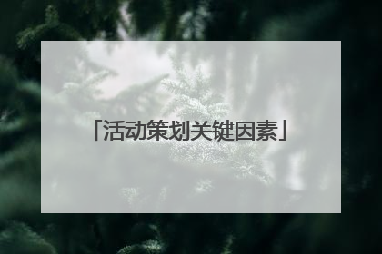 活动策划关键因素