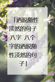 洒脱随性淡然的句子八字 八个字的洒脱随性淡然的句子