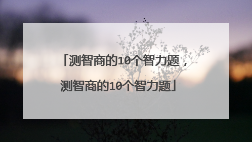 测智商的10个智力题，测智商的10个智力题