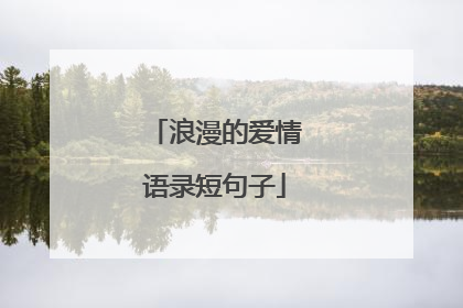 浪漫的爱情语录短句子